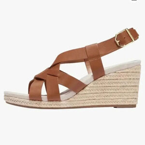 NEW Cole Haan Crystal Leather Espadrille Wedge Sandals size 9.5